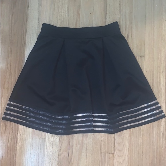 Black flare skirt with mesh striping detail - Picture 1 of 2